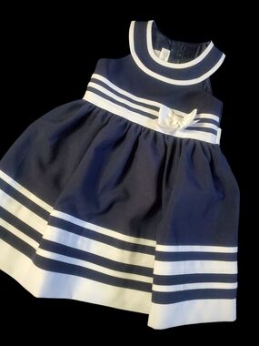 Bonnie Jean Navy and White Striped Formal Dress